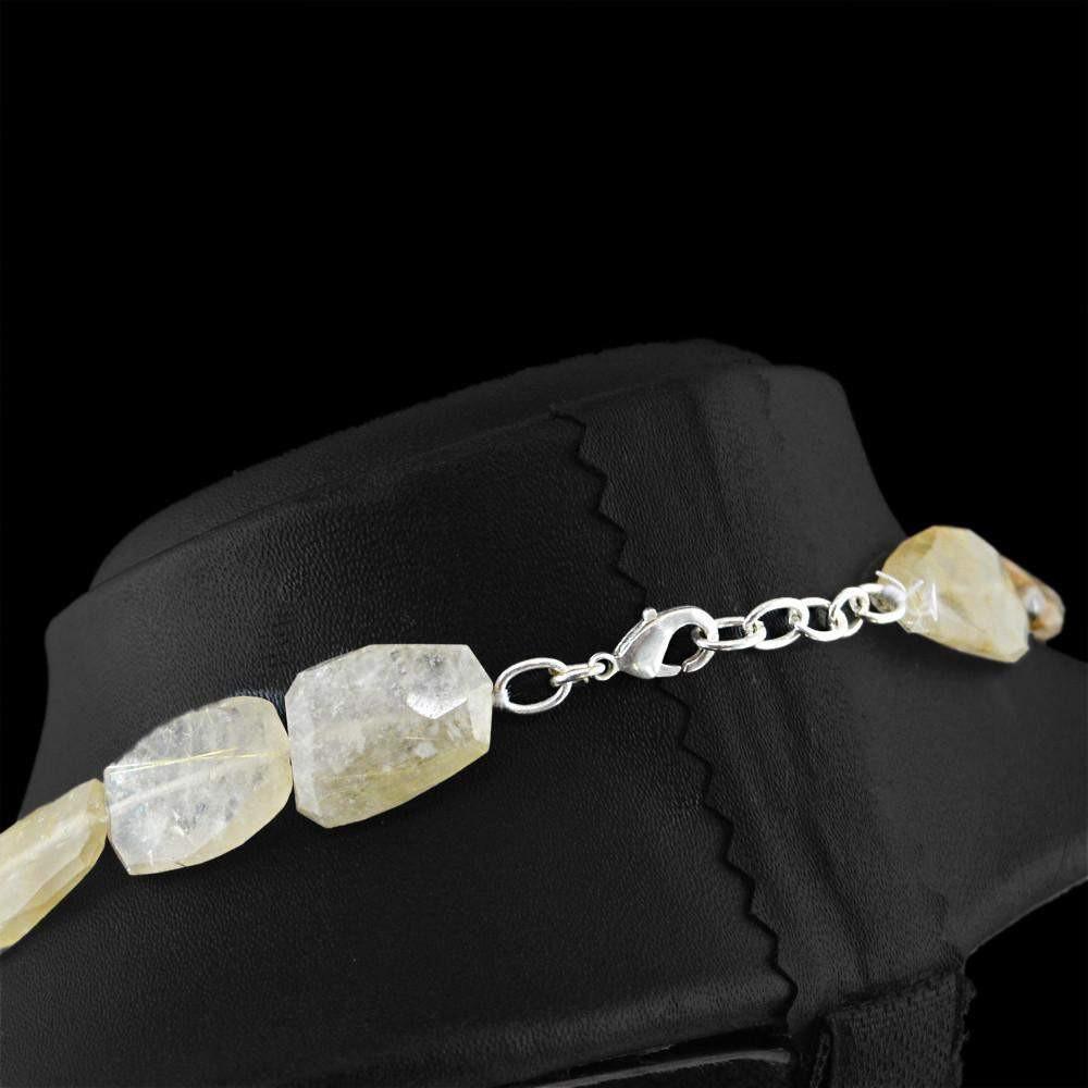 gemsmore:Rutile Quartz Necklace Untreated Natural Faceted Beads