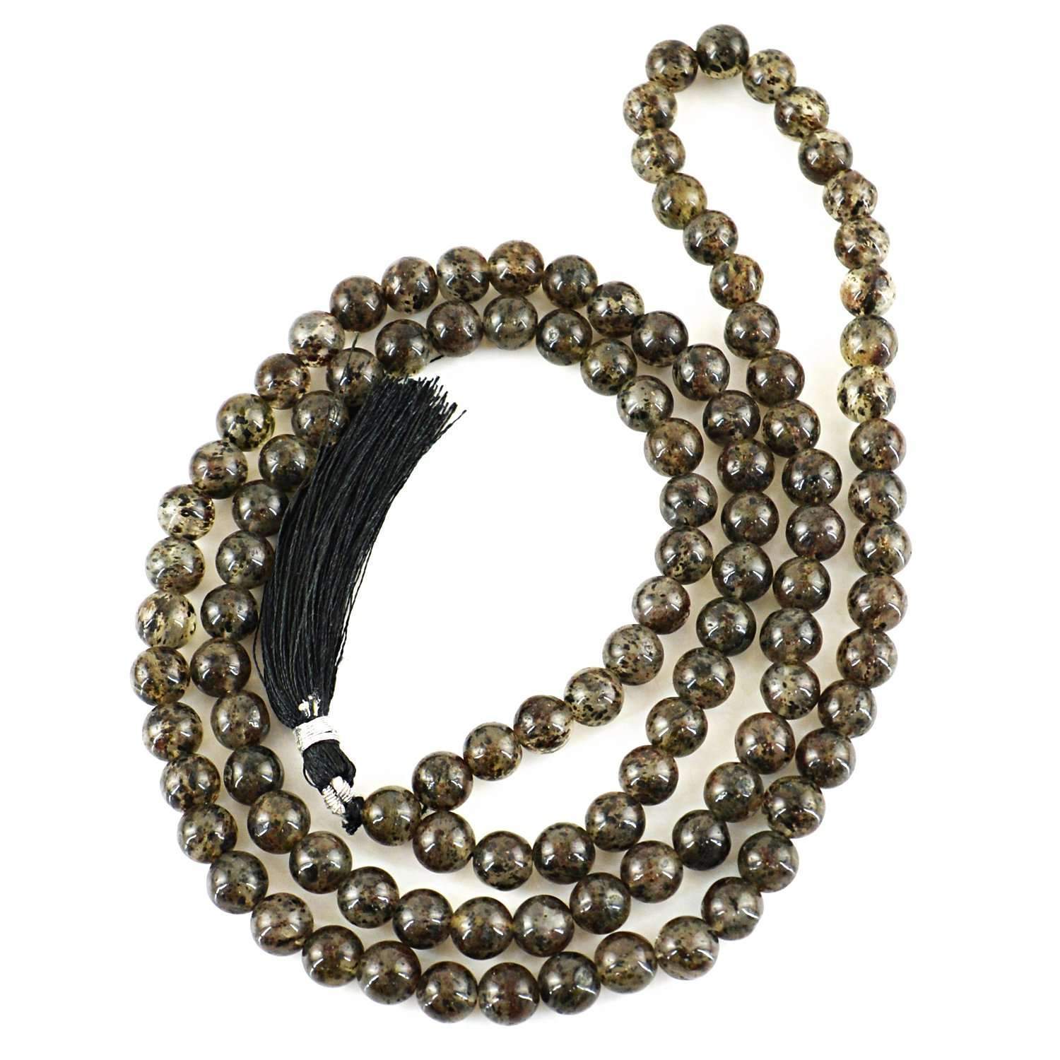gemsmore:Rutile Quartz Prayer Mala Natural 108 Round Beads Necklace