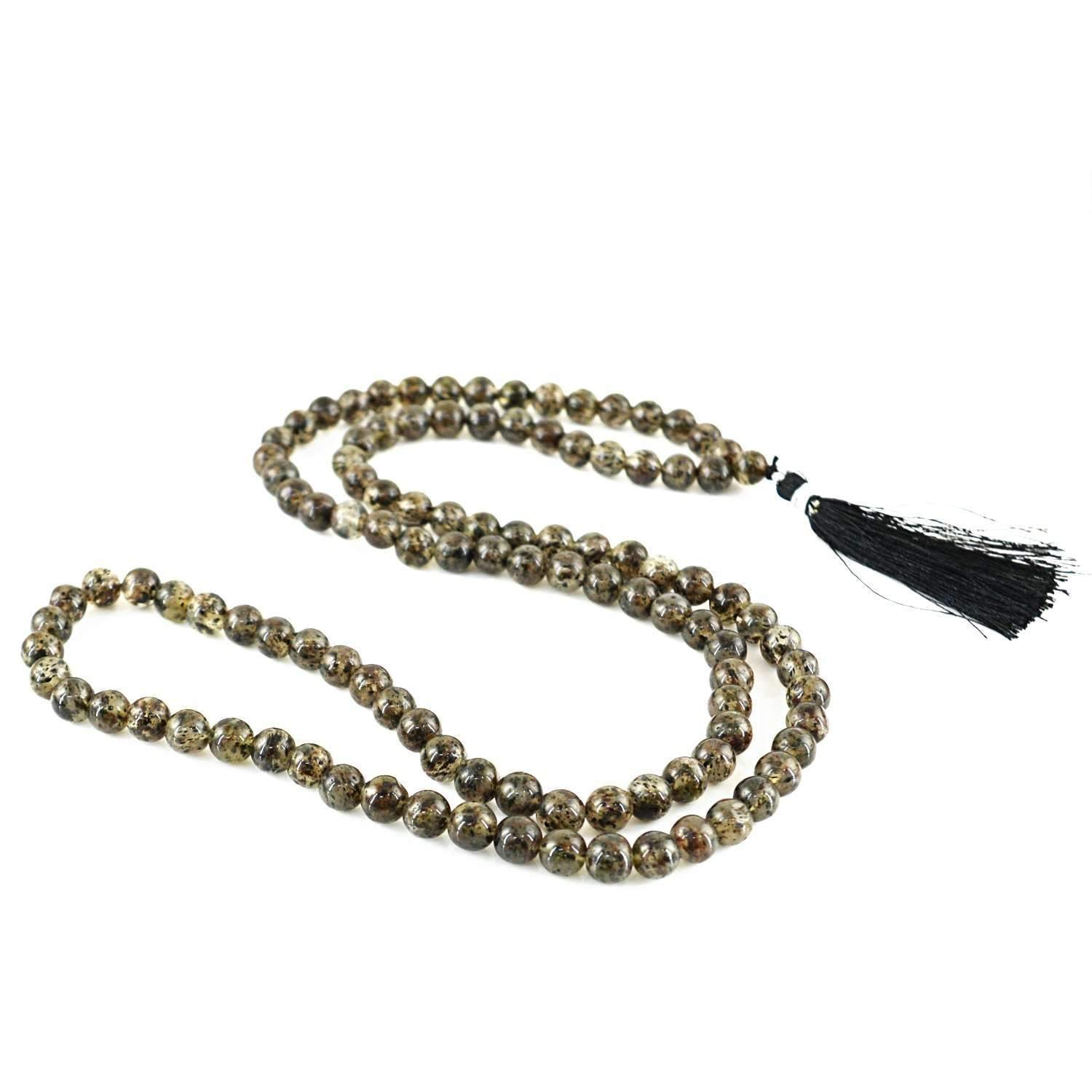 gemsmore:Rutile Quartz Prayer Mala Natural 108 Round Beads Necklace