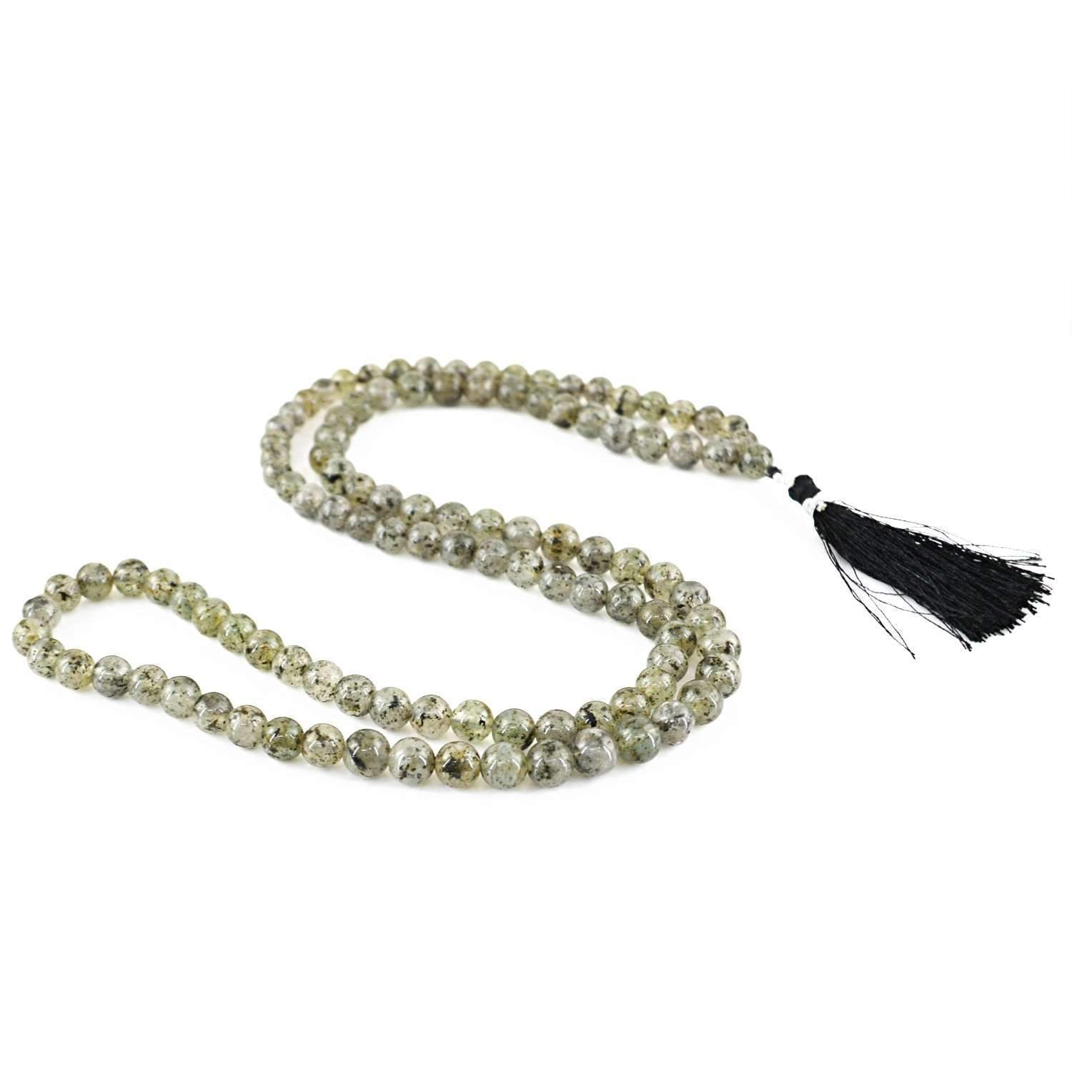 gemsmore:Rutile Quartz Prayer Mala Natural Round 108 Beads Necklace Natural