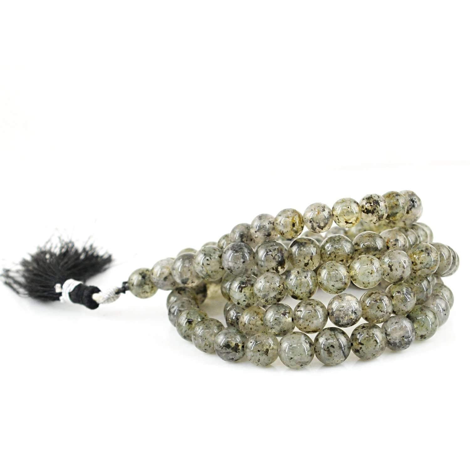 gemsmore:Rutile Quartz Prayer Mala Natural Round 108 Beads Necklace Natural