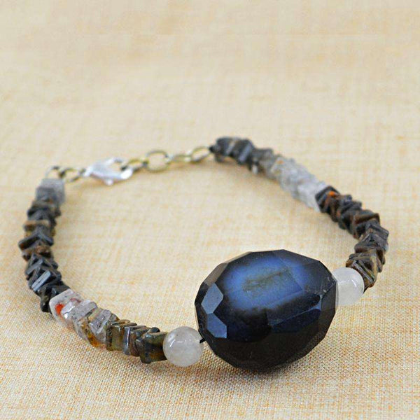 gemsmore:Rutile Quartz & White Quartz Bracelet - Natural Untreated Beads