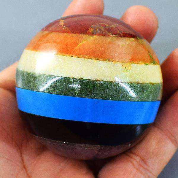 gemsmore:Seven Chakra Hand Carved Reiki Healing Sphere