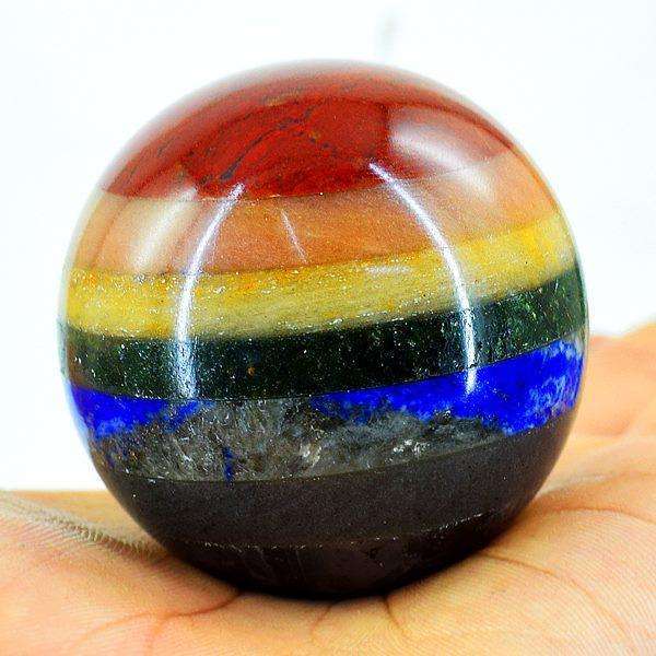 gemsmore:Seven Chakra Hand Carved Reiki Healing Sphere