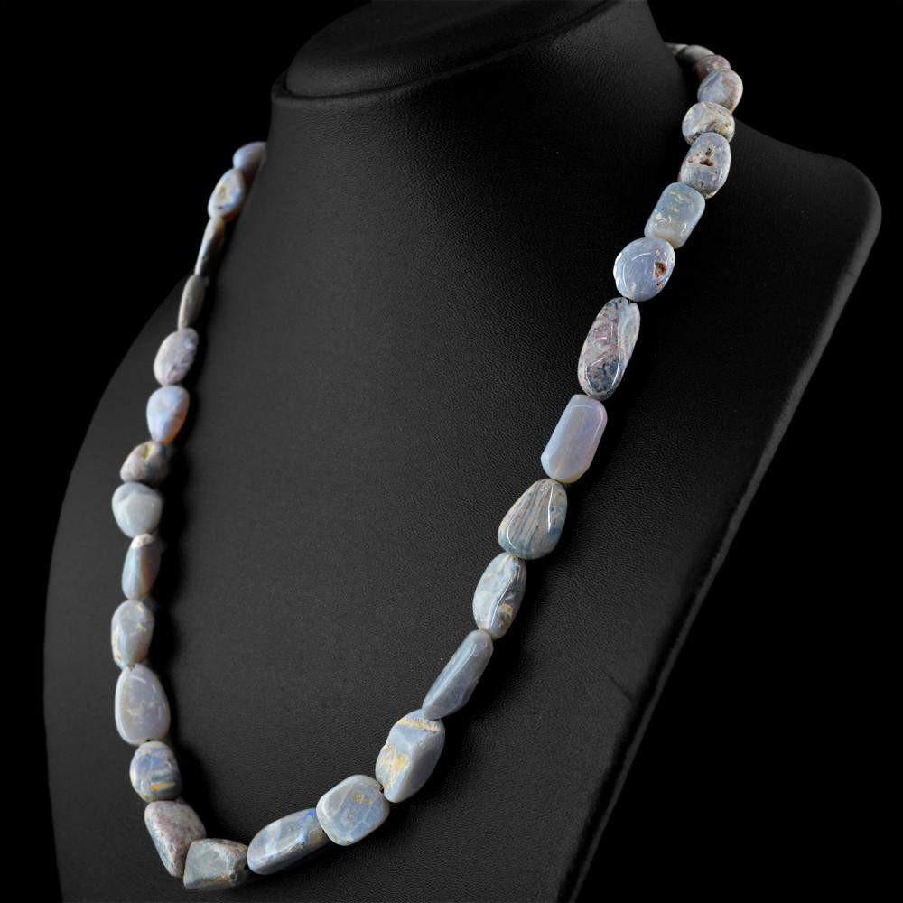 gemsmore:Single Strand Australian Opal Necklace Natural Untreated Beads