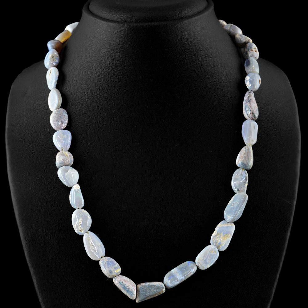 gemsmore:Single Strand Australian Opal Necklace Natural Untreated Beads