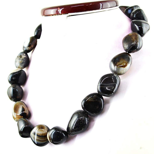 gemsmore:Single Strand Black Onyx Necklace Natural Untreated Beads
