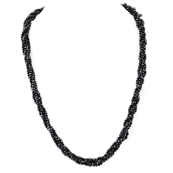 gemsmore:Single Strand Black Spinel Necklace Natural Faceted Round Beads