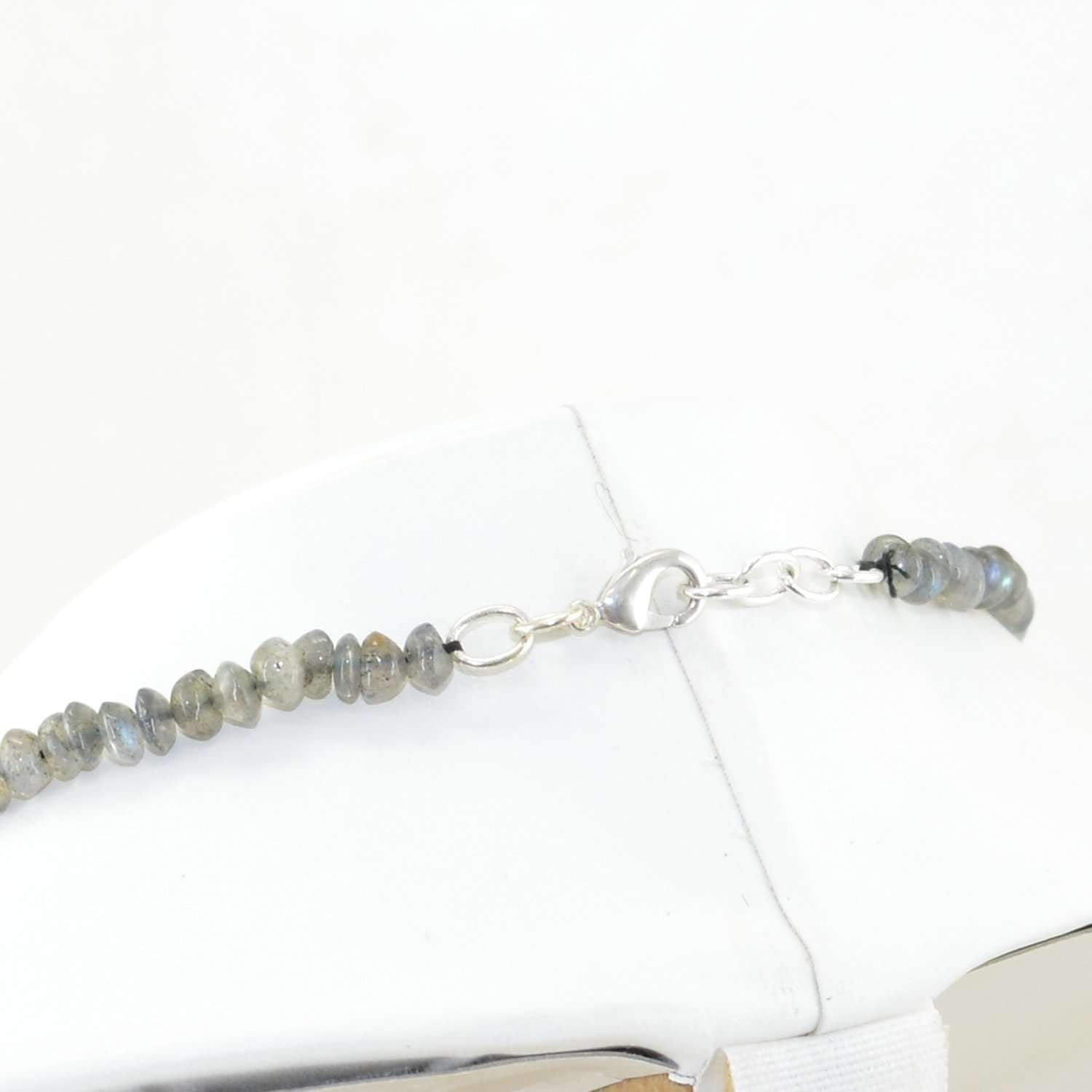 gemsmore:Single Strand Blue Flash Labradorite Necklace Natural Faceted Round Beads