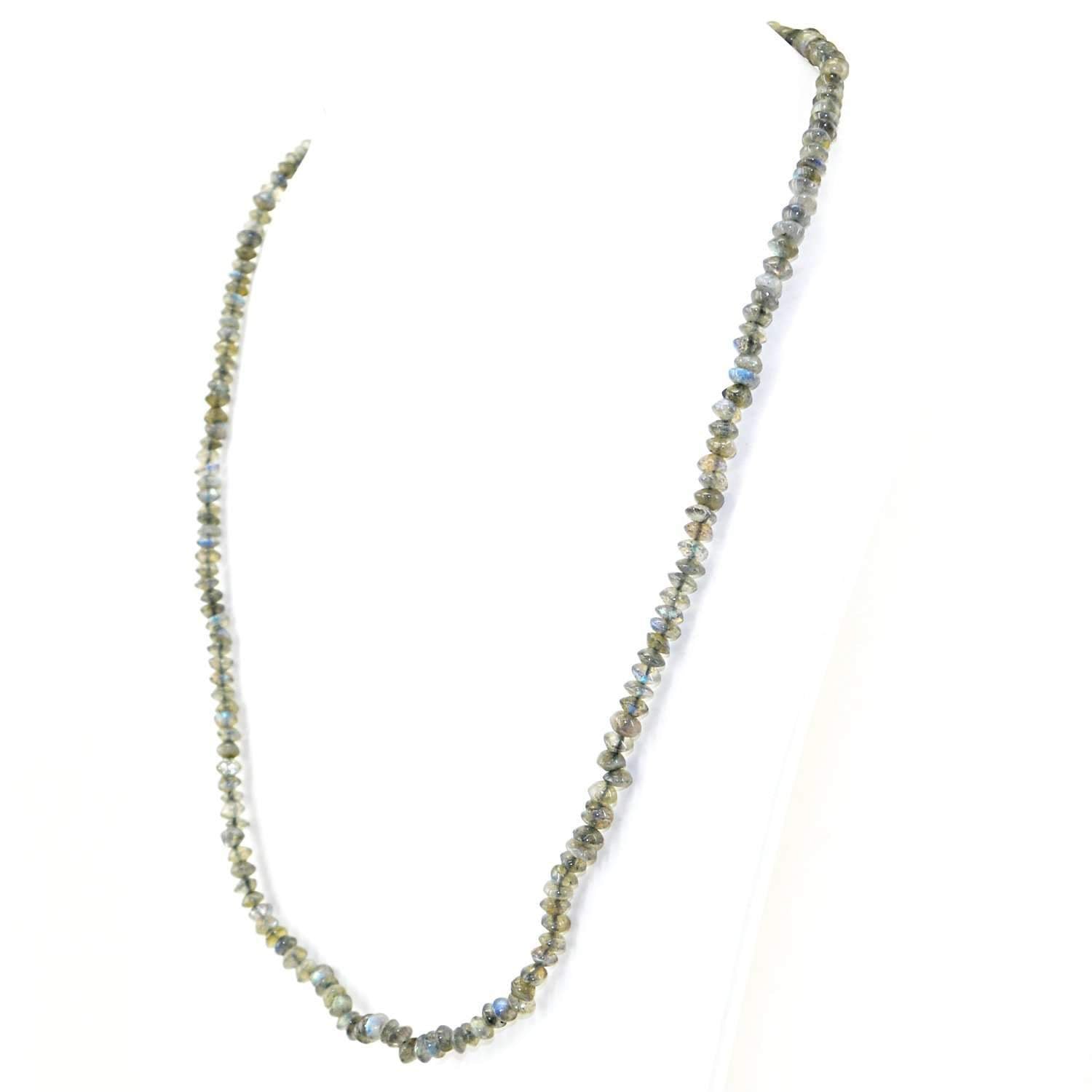 gemsmore:Single Strand Blue Flash Labradorite Necklace Natural Faceted Round Beads