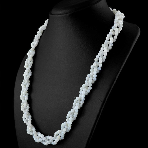 gemsmore:Single Strand Blue Flash Moonstone Necklace Natural Round Shape Beads