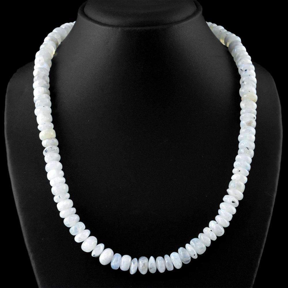 gemsmore:Single Strand Blue Flash Moonstone Necklace Natural Unheated Round Beads