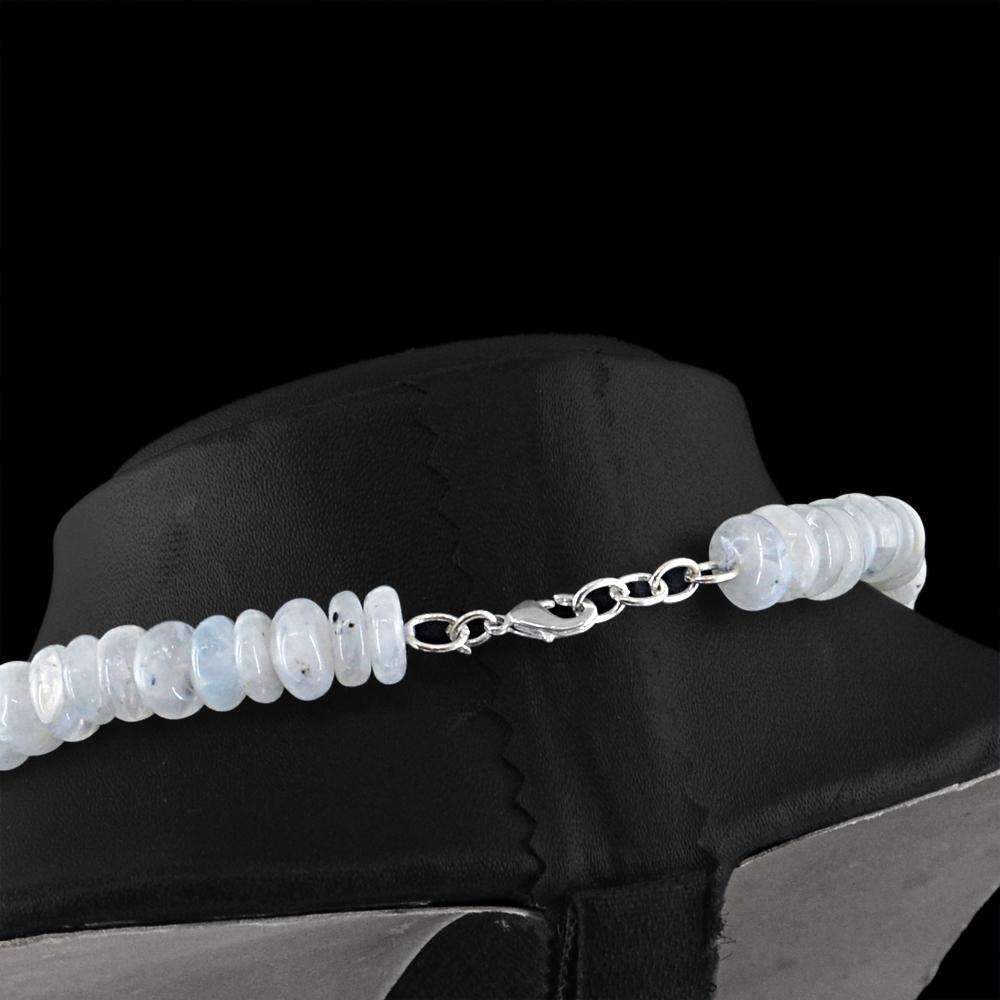 gemsmore:Single Strand Blue Flash Moonstone Necklace Natural Unheated Round Beads