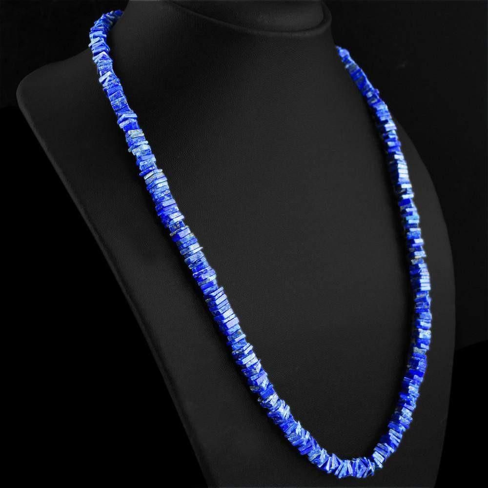 gemsmore:Single Strand Blue Lapis Lazuli Necklace Natural Untreated Beads