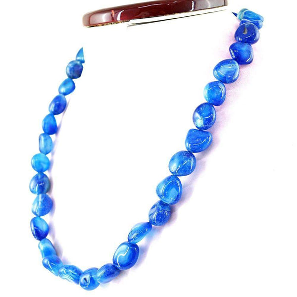 gemsmore:Single Strand Blue Onyx Necklace -  Natural Untreated Beads