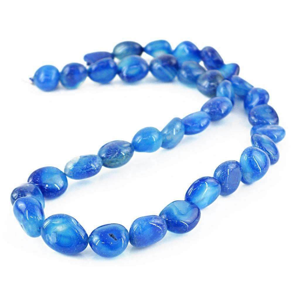 gemsmore:Single Strand Blue Onyx Necklace -  Natural Untreated Beads