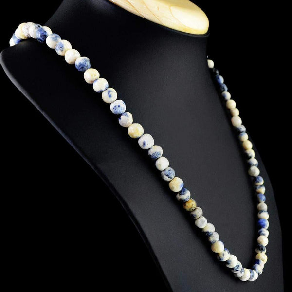 gemsmore:Single Strand Blue Sodalite Necklace Natural Round Shape Beads
