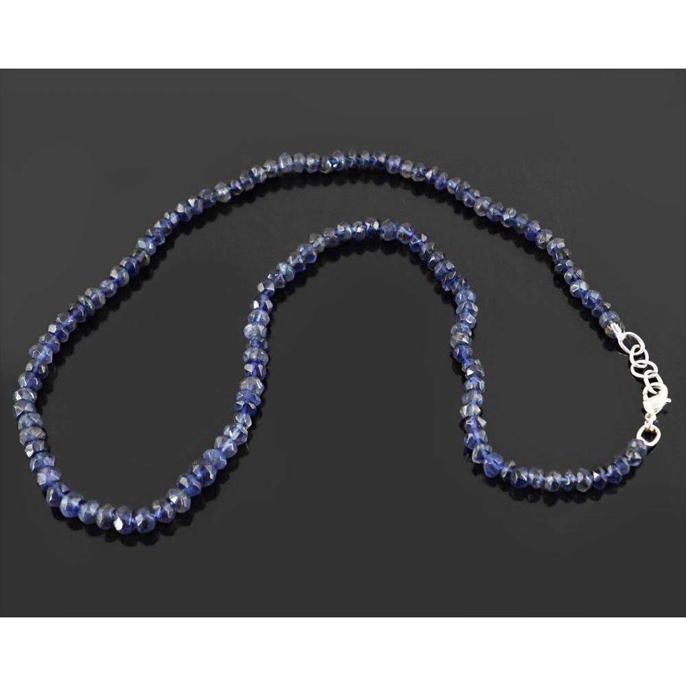 gemsmore:Single Strand Blue Tanzanite Necklace Natural Faceted Untreated Beads