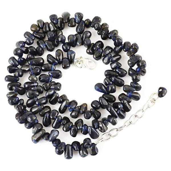gemsmore:Single Strand Blue Tanzanite Necklace Natural Tear Drop Beads