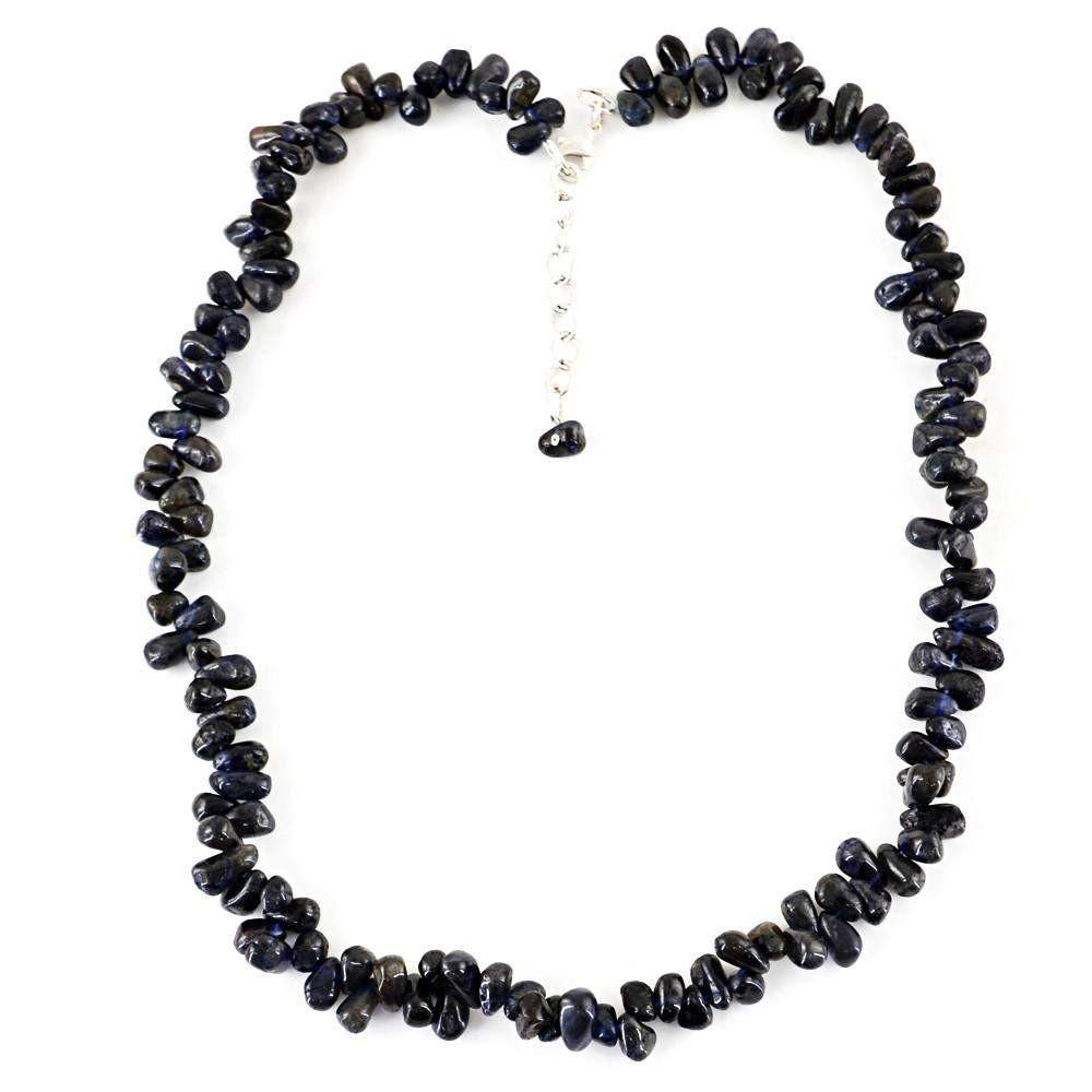 gemsmore:Single Strand Blue Tanzanite Necklace Natural Tear Drop Beads