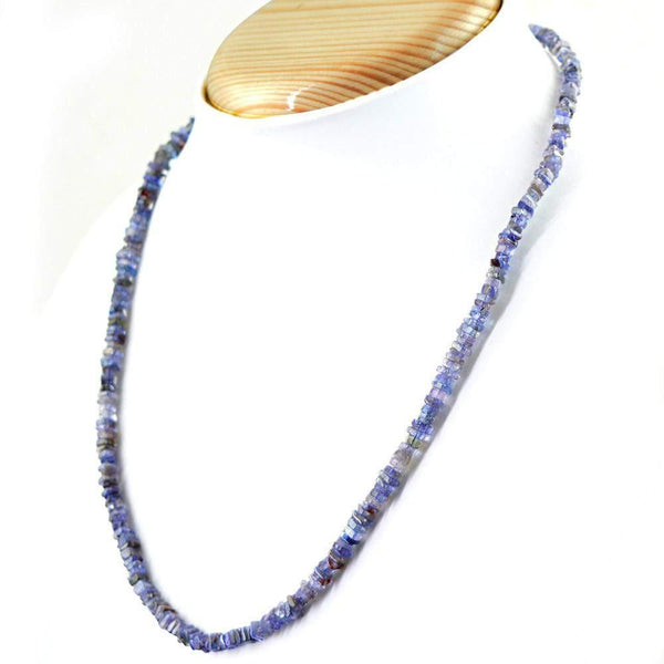 gemsmore:Single Strand Blue Tanzanite Necklace Natural Unheated Beads