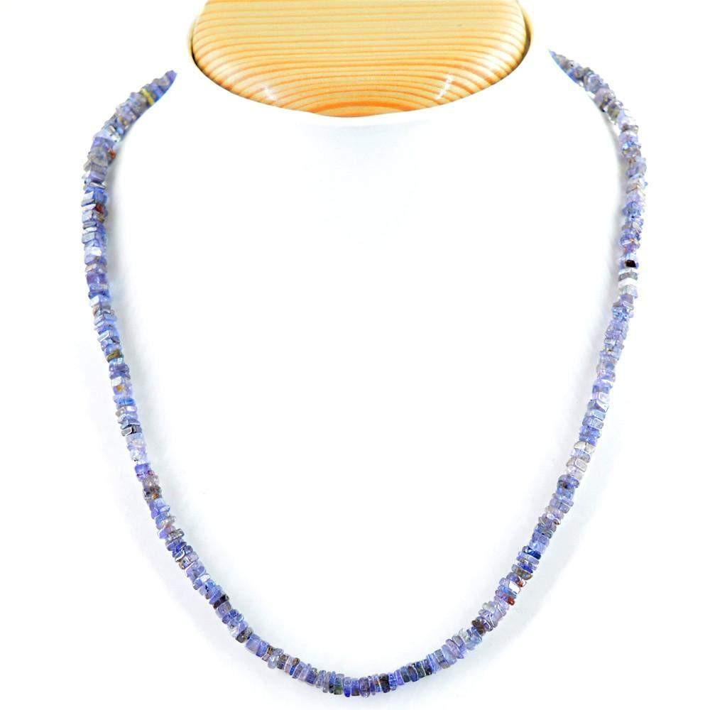 gemsmore:Single Strand Blue Tanzanite Necklace Natural Unheated Beads