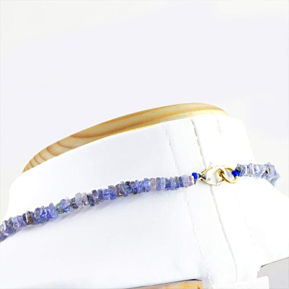gemsmore:Single Strand Blue Tanzanite Necklace Natural Unheated Beads