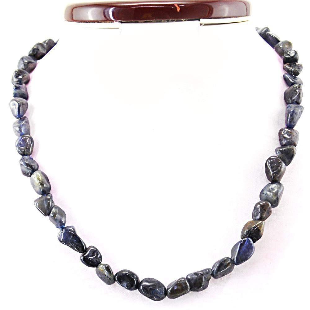 gemsmore:Single Strand Blue Tanzanite Necklace Natural Untreated Beads