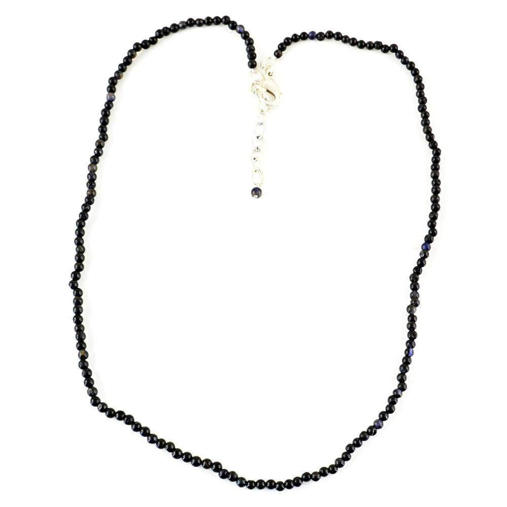 gemsmore:Single Strand Blue Tanzanite Necklace Natural Untreated Round Beads