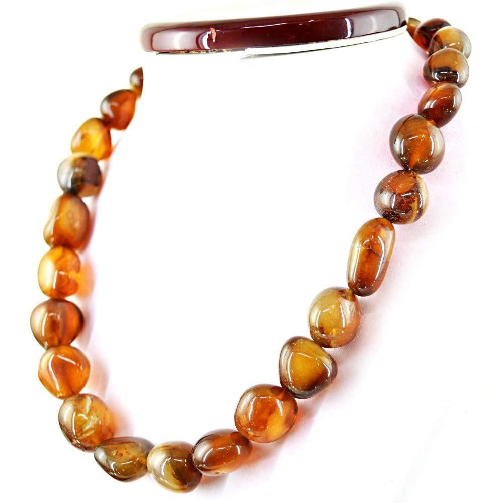 gemsmore:Single Strand Brown Onyx Necklace Untreated Beads