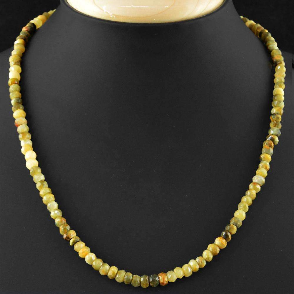 gemsmore:Single Strand Cat's Eye Necklace Natural Faceted Beads