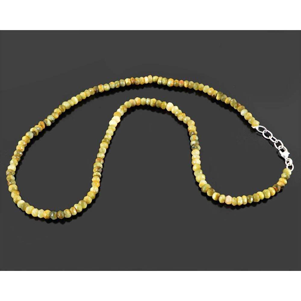 gemsmore:Single Strand Cat's Eye Necklace Natural Faceted Beads