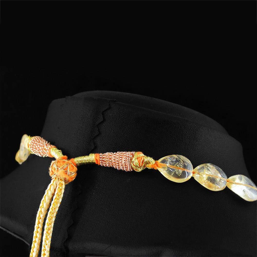 gemsmore:Single Strand Citrine Necklace Natural Untreated Pear Shape Beads
