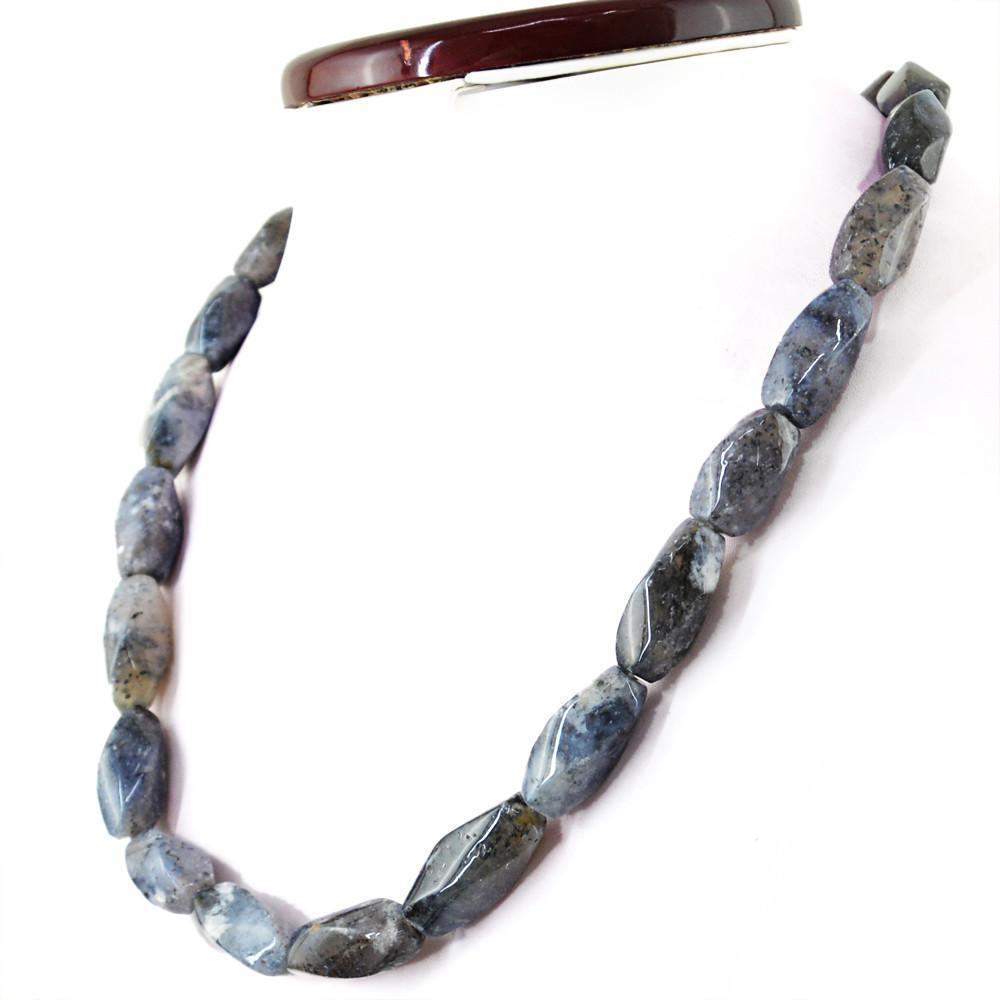 gemsmore:Single Strand Dendrite Opal Necklace Natural Untreated Beads