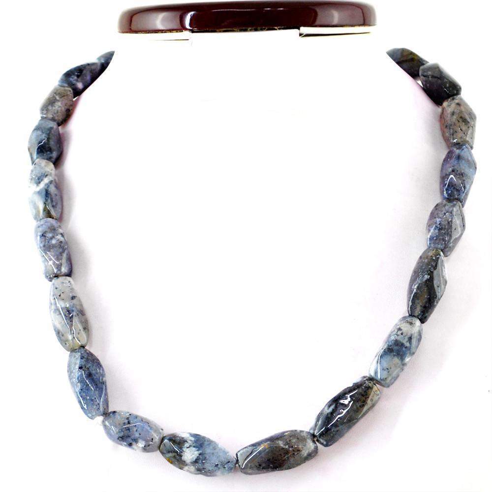 gemsmore:Single Strand Dendrite Opal Necklace Natural Untreated Beads