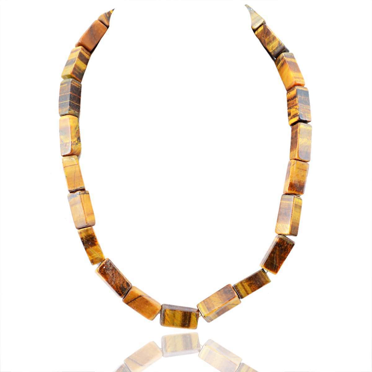 gemsmore:Single Strand Golden Tiger Eye Necklace Natural Untreated Beads