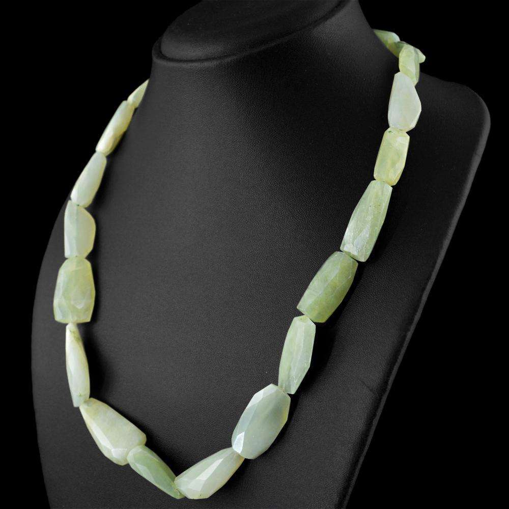 gemsmore:Single Strand Green Aquamarine Necklace Natural Faceted Beads
