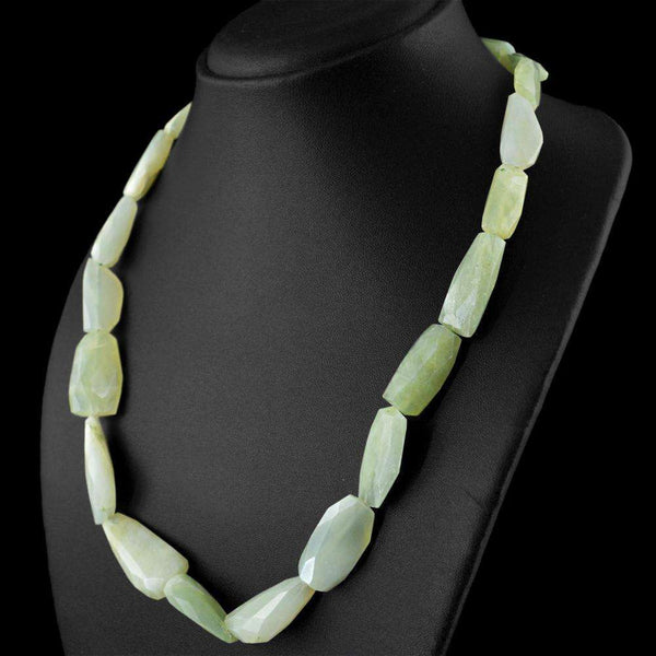 gemsmore:Single Strand Green Aquamarine Necklace Natural Faceted Beads
