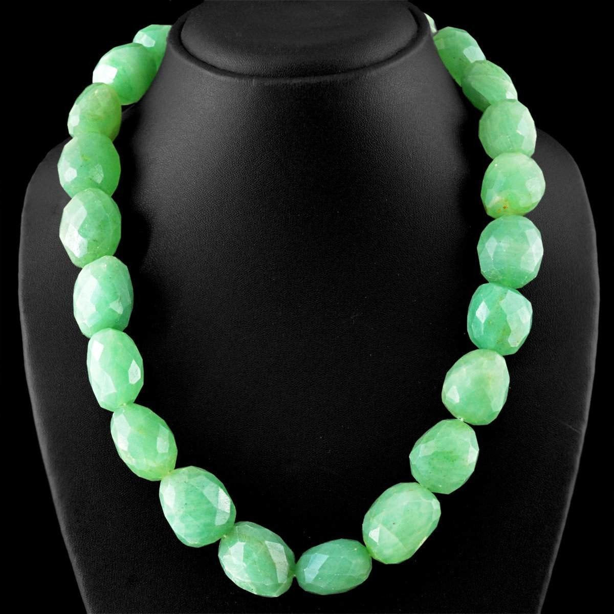 gemsmore:Single Strand Green Aventurine Necklace Natural Faceted Beads