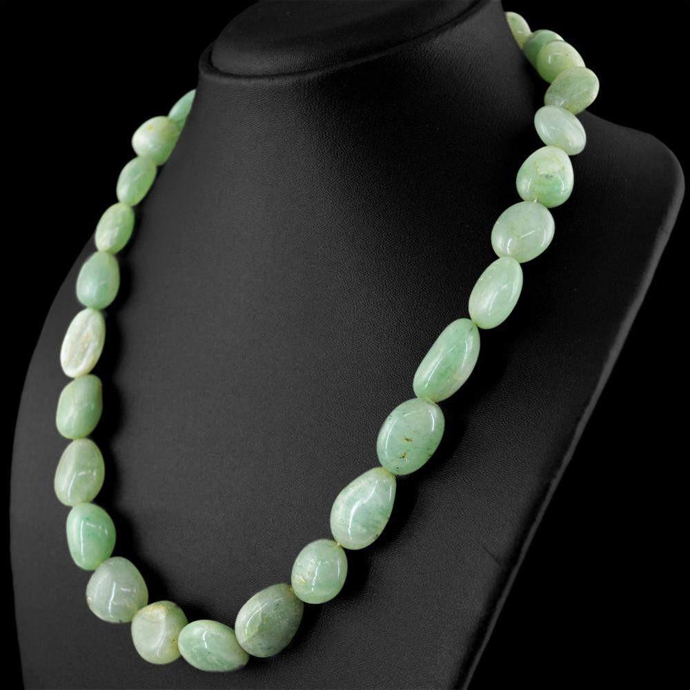 gemsmore:Single Strand Green Aventurine Necklace Natural Untreated Beads