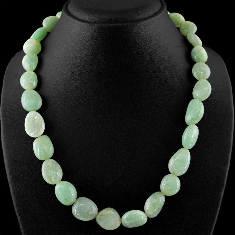 gemsmore:Single Strand Green Aventurine Necklace Natural Untreated Beads