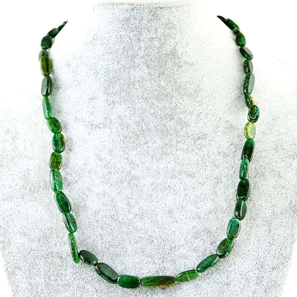 gemsmore:Single Strand Green Jade Necklace Natural Untreated Beads