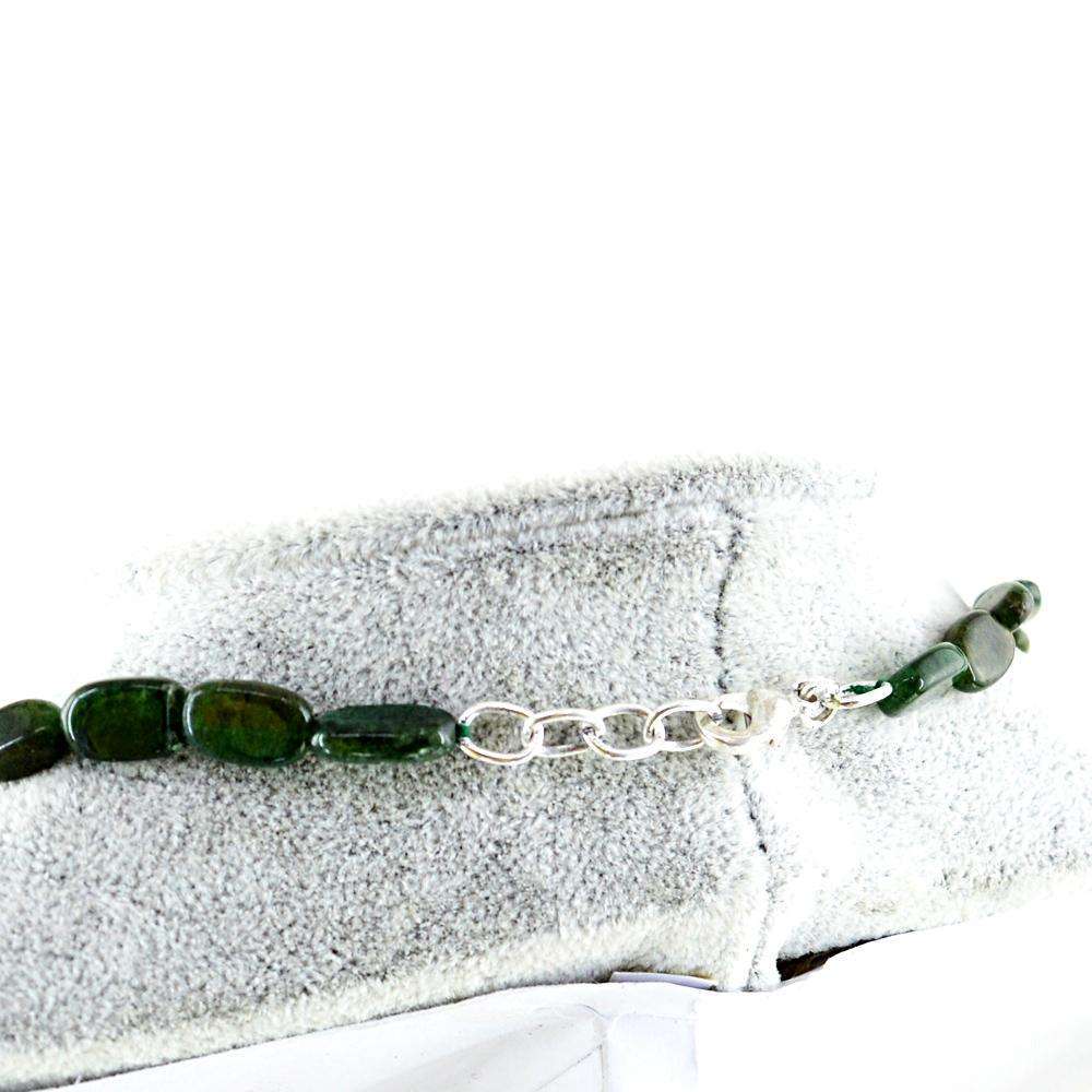 gemsmore:Single Strand Green Jade Necklace Natural Untreated Beads