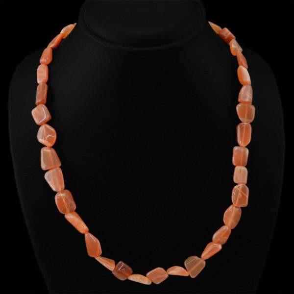 gemsmore:Single Strand Moonstone Necklace Natural 20 Inches Long Untreated Beads
