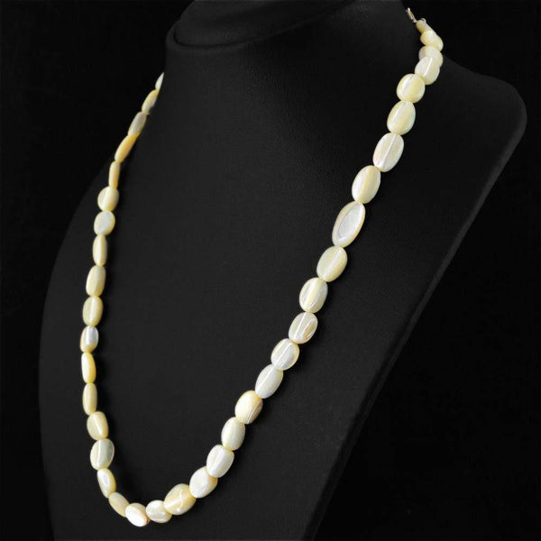 gemsmore:Single Strand Mother Pearl Necklace Natural Untreated Oval Shape Beads