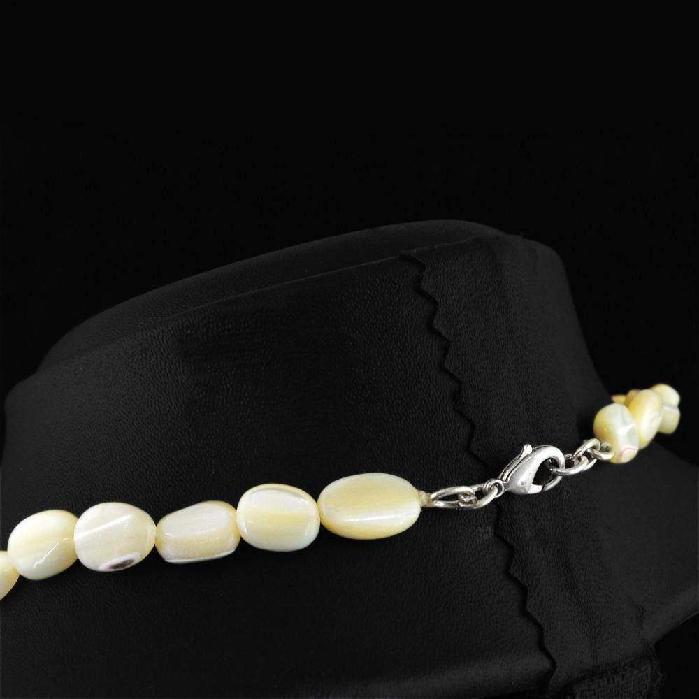gemsmore:Single Strand Mother Pearl Necklace Natural Untreated Oval Shape Beads