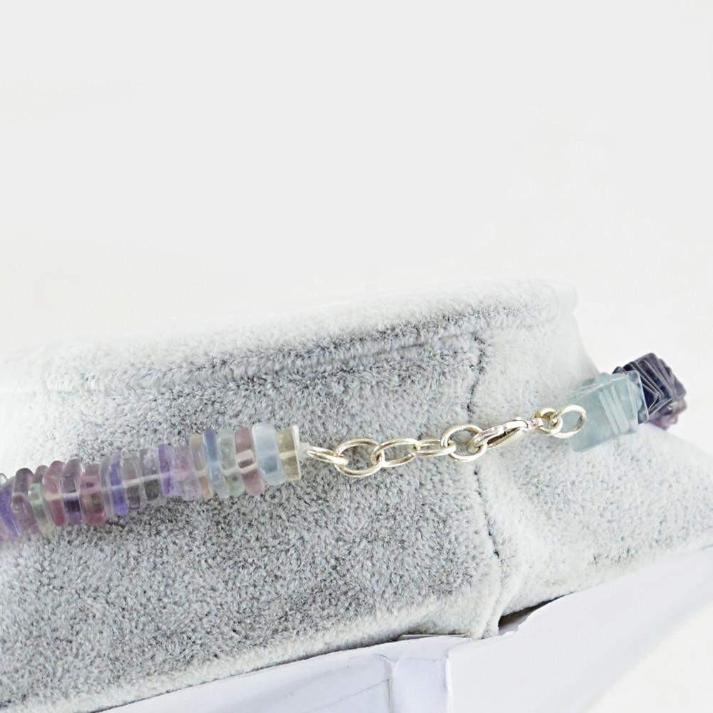 gemsmore:Single Strand Multicolor Fluorite Necklace Natural Untreated Beads