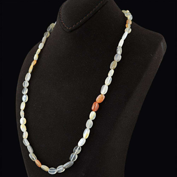 gemsmore:Single Strand Multicolor Moonstone Necklace Natural Oval Shape Beads