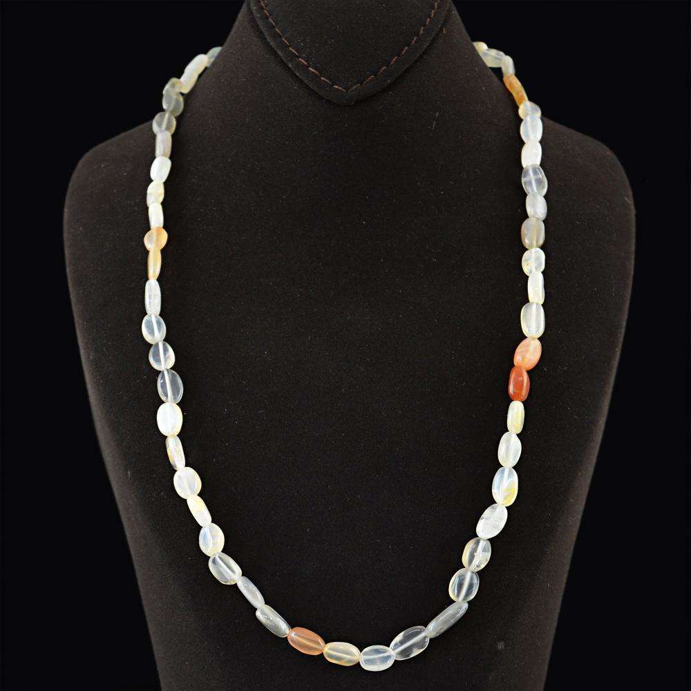 gemsmore:Single Strand Multicolor Moonstone Necklace Natural Oval Shape Beads