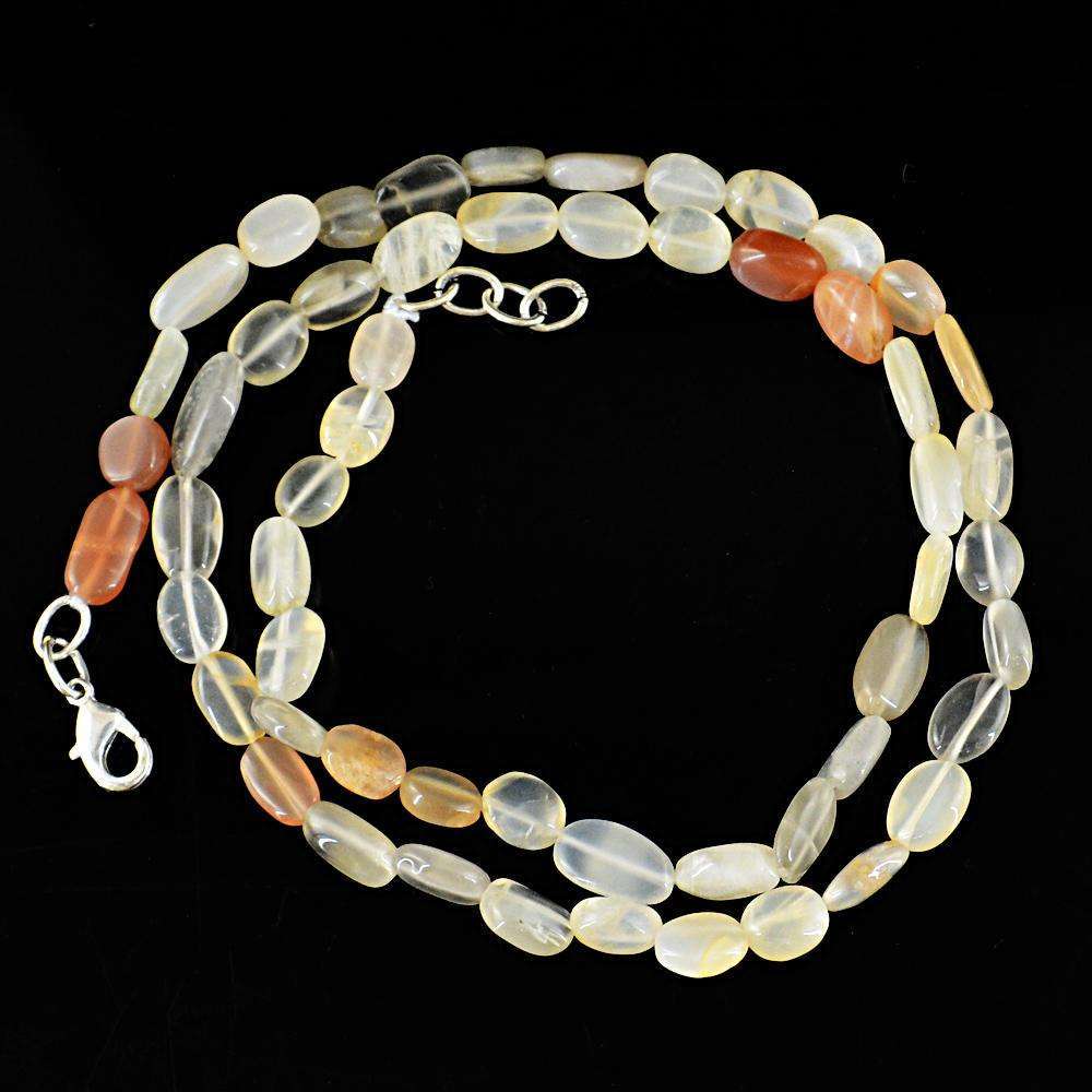 gemsmore:Single Strand Multicolor Moonstone Necklace Natural Oval Shape Beads